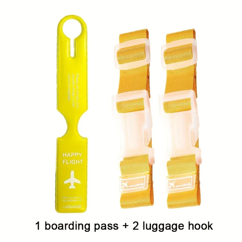 ensemble de 3 pièces (1 étiquette de bagage pour carte d'embarquement + 2 crochets de bagage) accessoires de voyage portables boucle réglable fixateur/identificateur de bagage multi-scénarios matériau résistant à l'usure étiquette de bagage de voyage accessoires de bagage multi-scénarios étiquette de bagage pour bagages à main étiquette anti-perte pour valise de voyage carte d'embarquement
