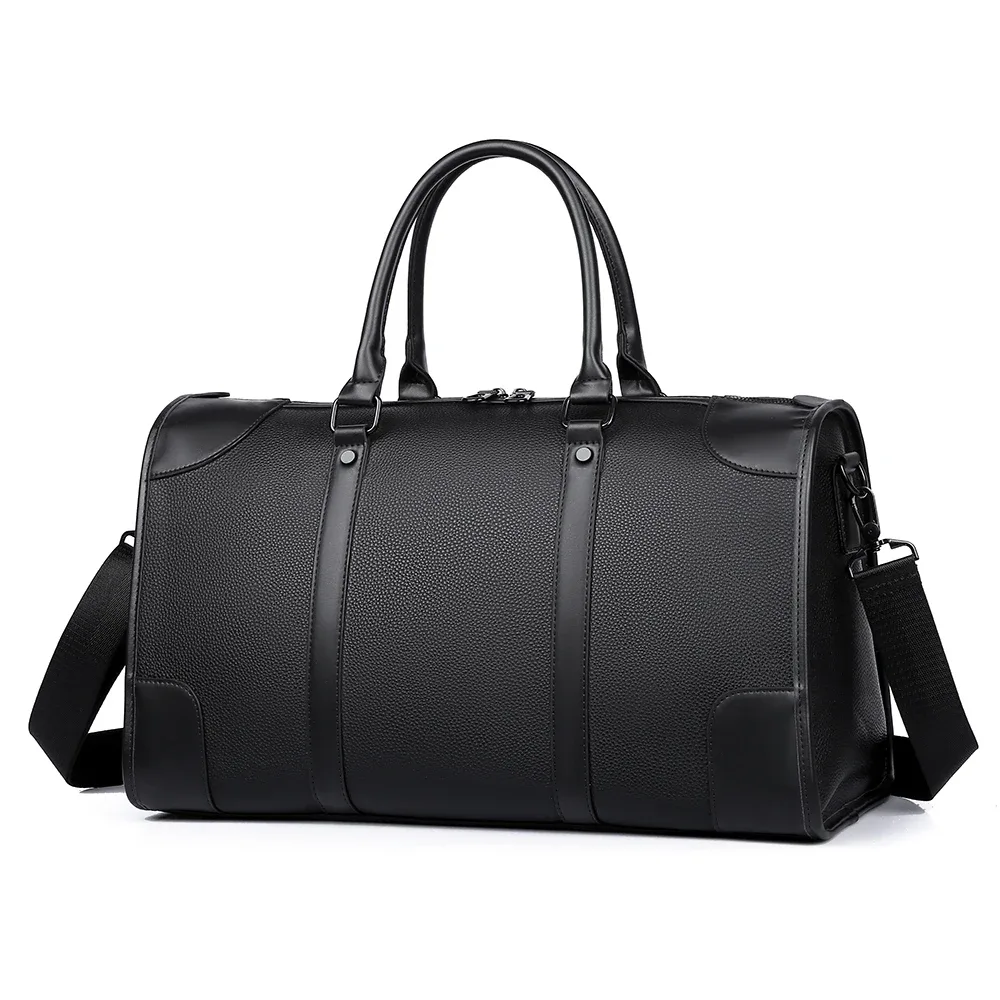 Sac fourre-tout de luxe pour hommes, grande capacité, avec compartiment pour ordinateur portable de 15,6 pouces, en matériau PU imperméable, léger, pour les voyages, la salle de sport, l'école