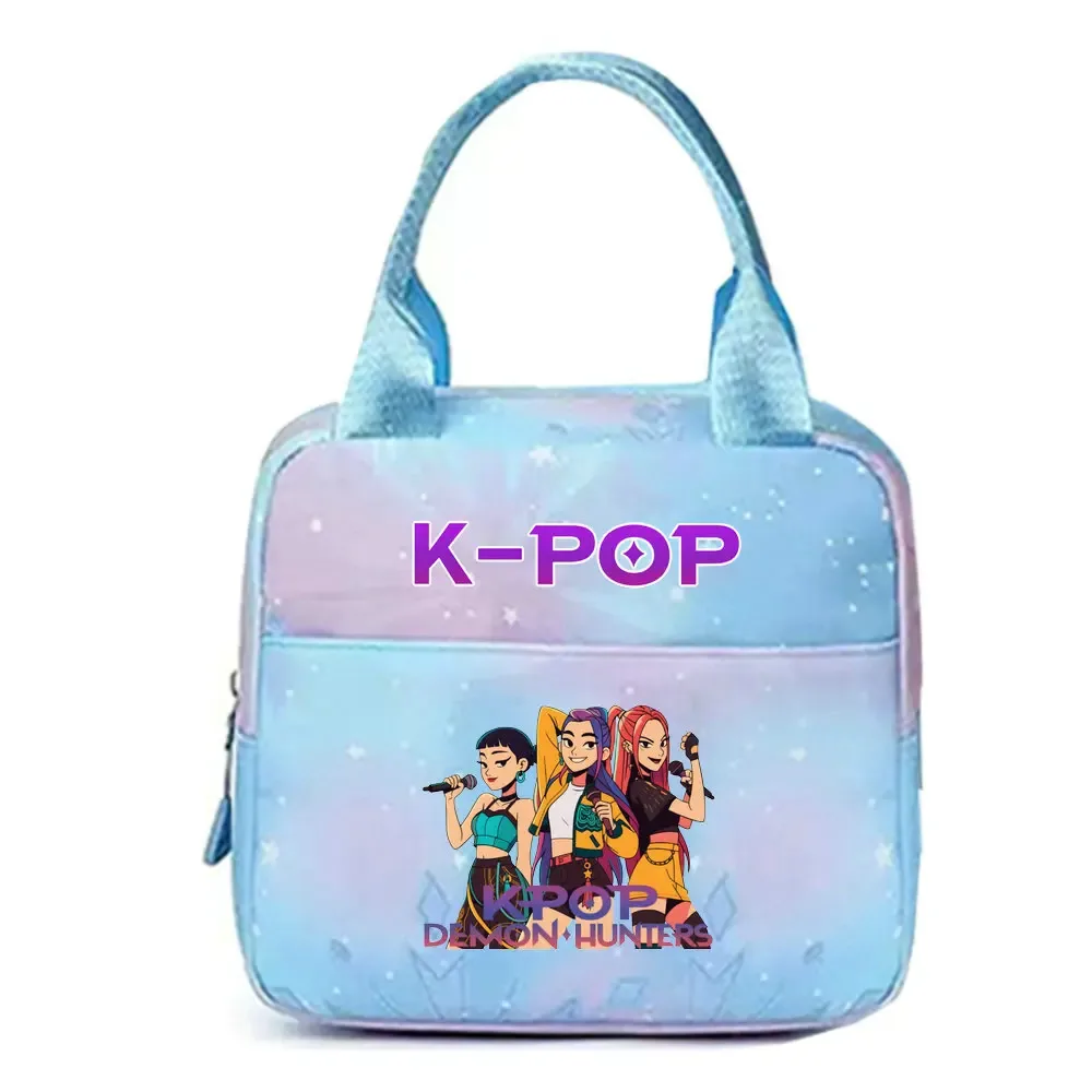 kpop demon hunters office workers avec sac à déjeuner portable isolé de grande capacité, sac à bandoulière à double usage