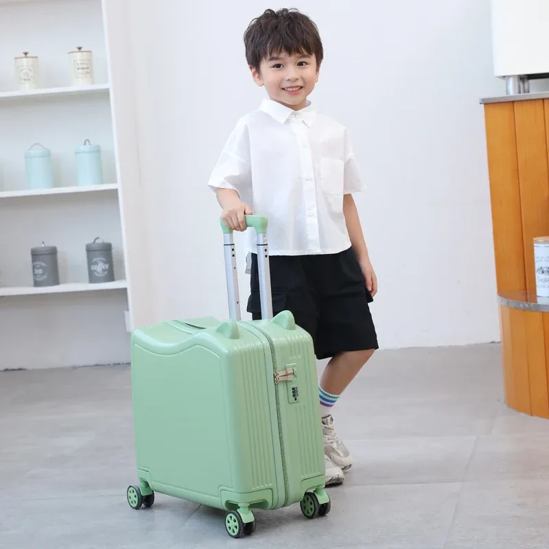 poinvalise de voyage pour enfants avec roues tournantes, assis et roulé, sac de voyage pour enfants, bagage à main avec mot de passe