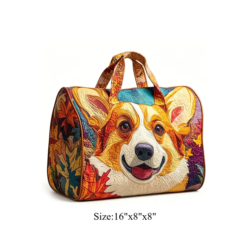 sac de voyage matelassé corgi pour femme, sac de week-end imprimé animal 3d, sac fourre-tout de voyage, sac de sport pour vacances d'été, bagage de nuit, pour les amoureux des animaux