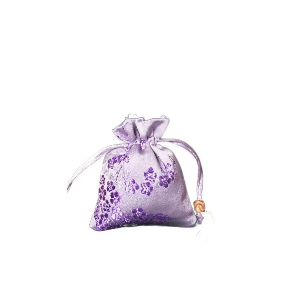 sac de rangement en satin lisse, sac cadeau à cordon de serrage, cravate brodée, sachet pour femmes, mariage