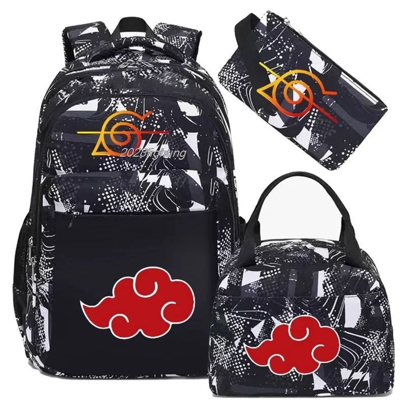 sac à dos uzumaki naruto uchiha sasuke pour hommes, sac à dos de voyage décontracté pour ordinateur portable, 3 pièces, sac à dos oxford, sac d'école pour hommes, mochila
