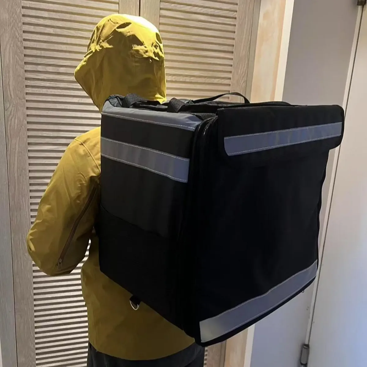 sac à dos de livraison de pizza, sac à dos de livraison de nourriture extensible et étanche pour vélo, léger avec bande réfléchissante