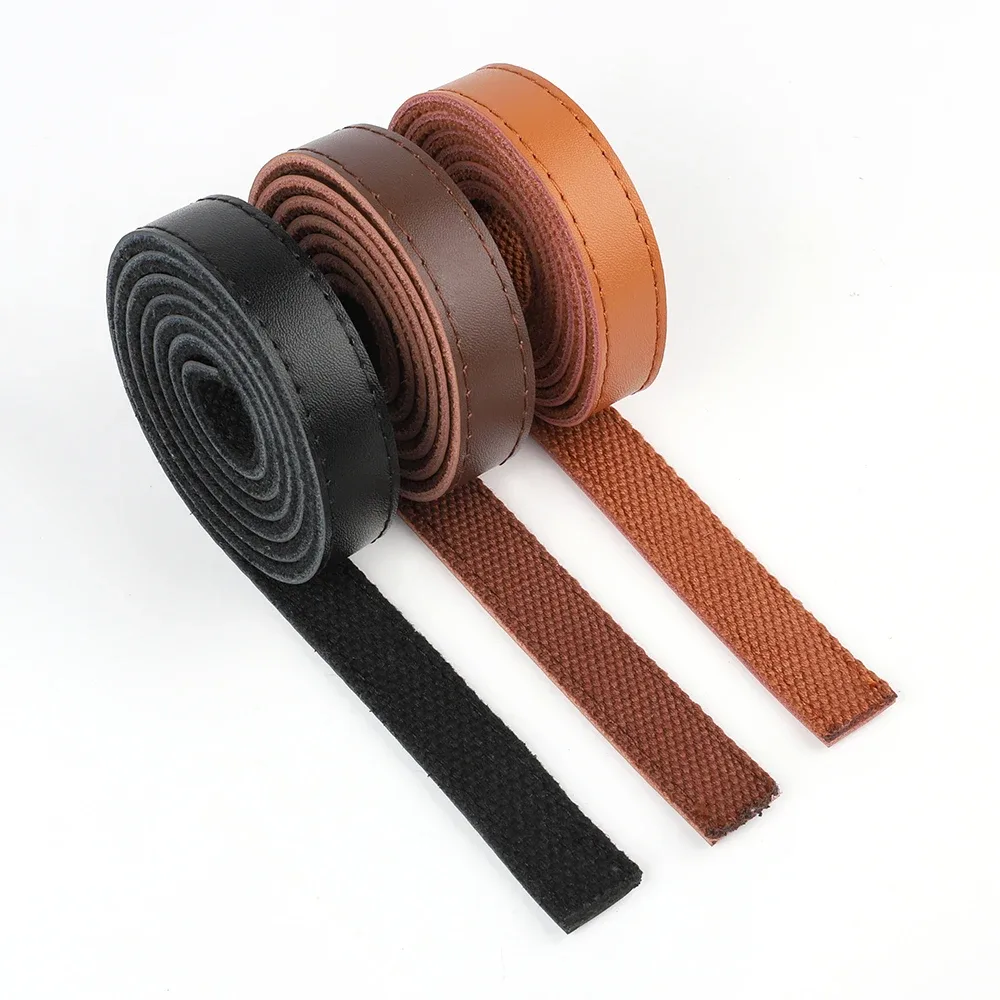 120cm cuir véritable + bandes de sangle pour garniture matériel de couture ceinture de sécurité sac à dos sangle sac boucles vêtements accessoires
