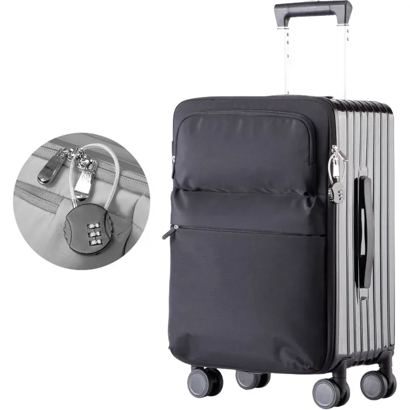 bagage à main oxford élégant 20 pouces et valise à enregistreuse 24 pouces, sac de voyage léger avec poche avant et verrouillage par mot de passe