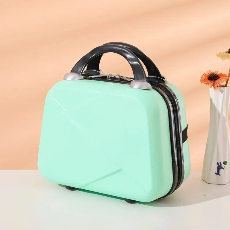 sac de maquillage de voyage pour femmes de 14 pouces, mini valise compacte en plastique abs, design uni, idéal pour un usage personnel