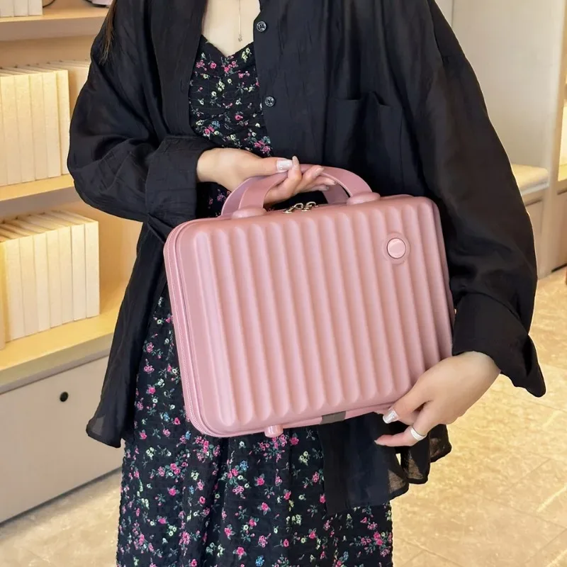 valise abs de 14 pouces, sacs à cosmétiques, étui de voyage d'affaires léger, étui d'hébergement pour étudiants, sac de rangement de maquillage, cadeau souvenir.