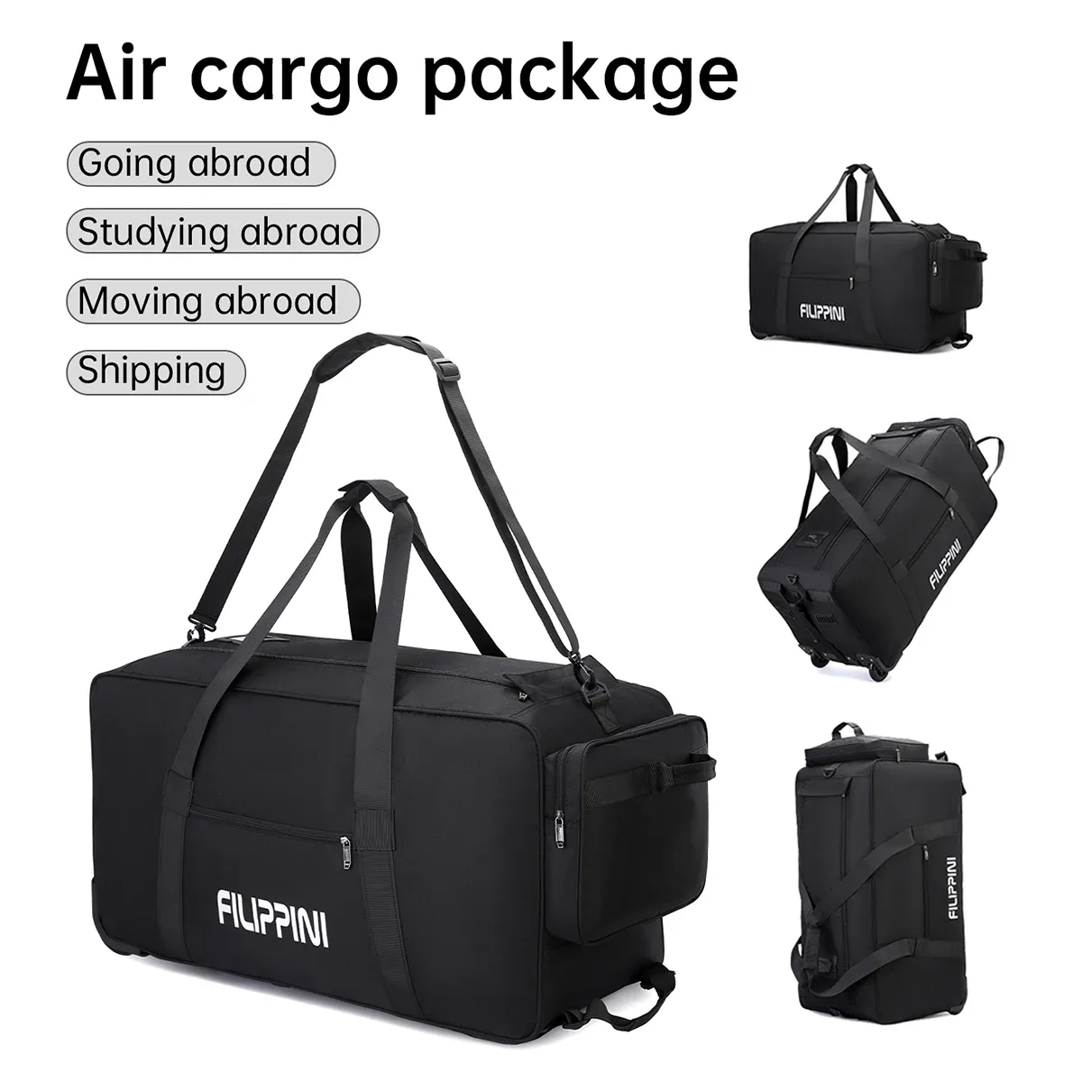 sac de voyage pliable imperméable pour bagages à main avec grande capacité pour ranger les bagages, valise à roulettes et compartiments divisés