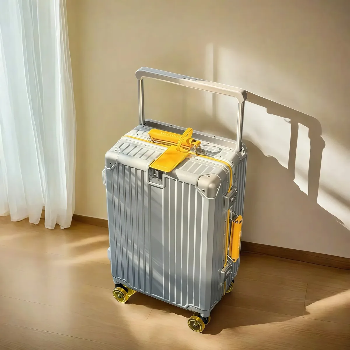 bunnyfly – valise de voyage à guidon large, avec roues silencieuses colorées, serrure tsa, bagages roulants, matériau pc de grande capacité