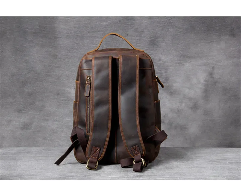 pndcloser-sacs à dos en cuir de vachette pour hommes, sac à dos de voyage pour ordinateur portable, sacs à livres en cuir véritable, rétro, simple, elin, cheval, antivol, haute qualité
