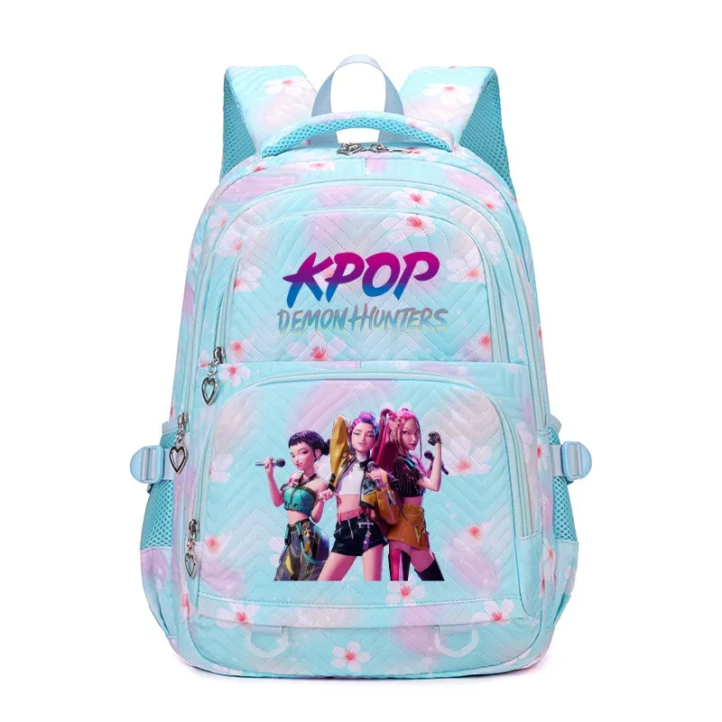 kpop demon hunters – sacs à dos imperméables de grande capacité, sacs d'école tendance avec imprimé de fleurs, sacs d'école pour ordinateur portable pour femmes et hommes, cadeau