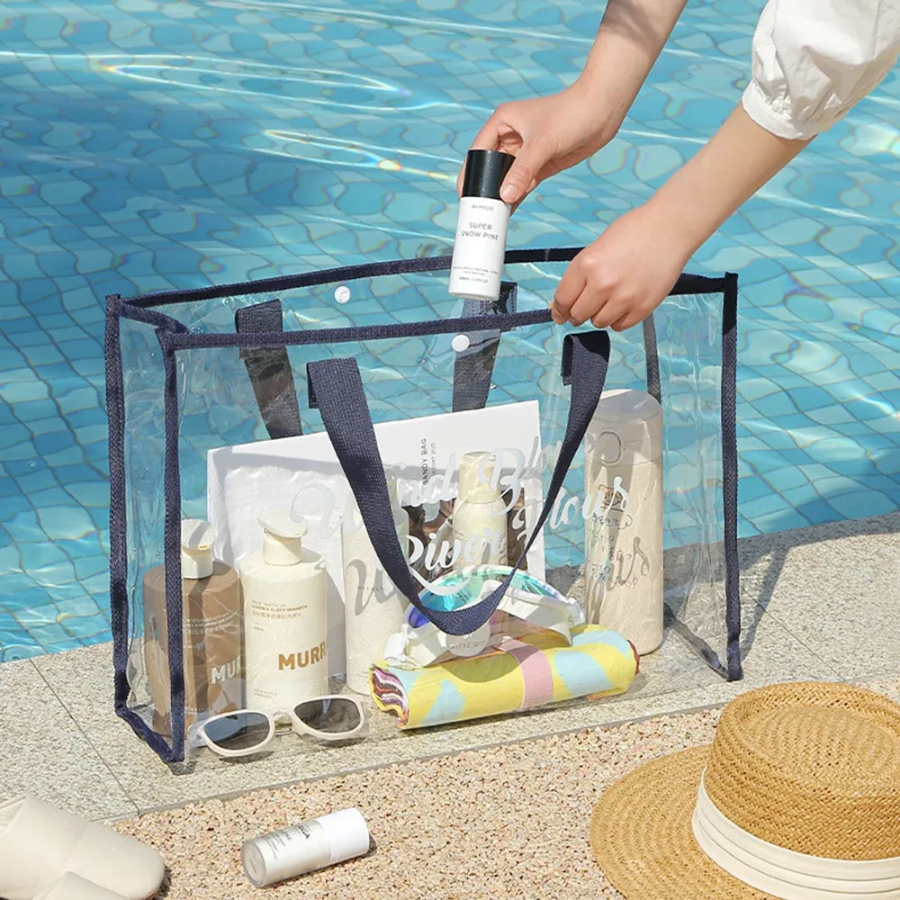 pochette cosmétique et sac de plage - sac de plage léger avec pochette pour téléphone, sac fourre-tout pliable et imperméable pour la plage, la piscine, les vacances