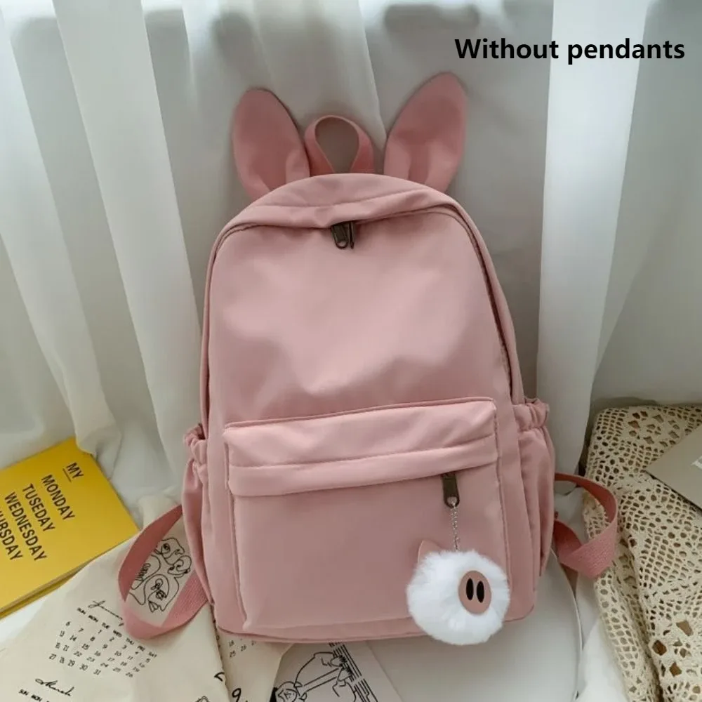 nouveau sac à dos étudiant à oreilles de lapin, couleur unie, sangle réglable, sac à dos pour femme, léger, grande capacité, sac de voyage pour étudiants