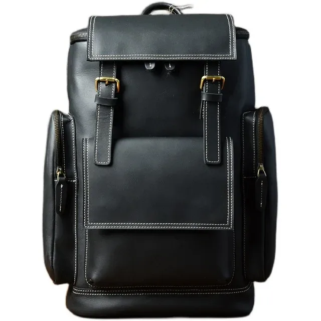 sac à dos vintage en cuir véritable crazy horse pour hommes, sac à dos d'escalade, grand sac à dos de randonnée pour hommes m814