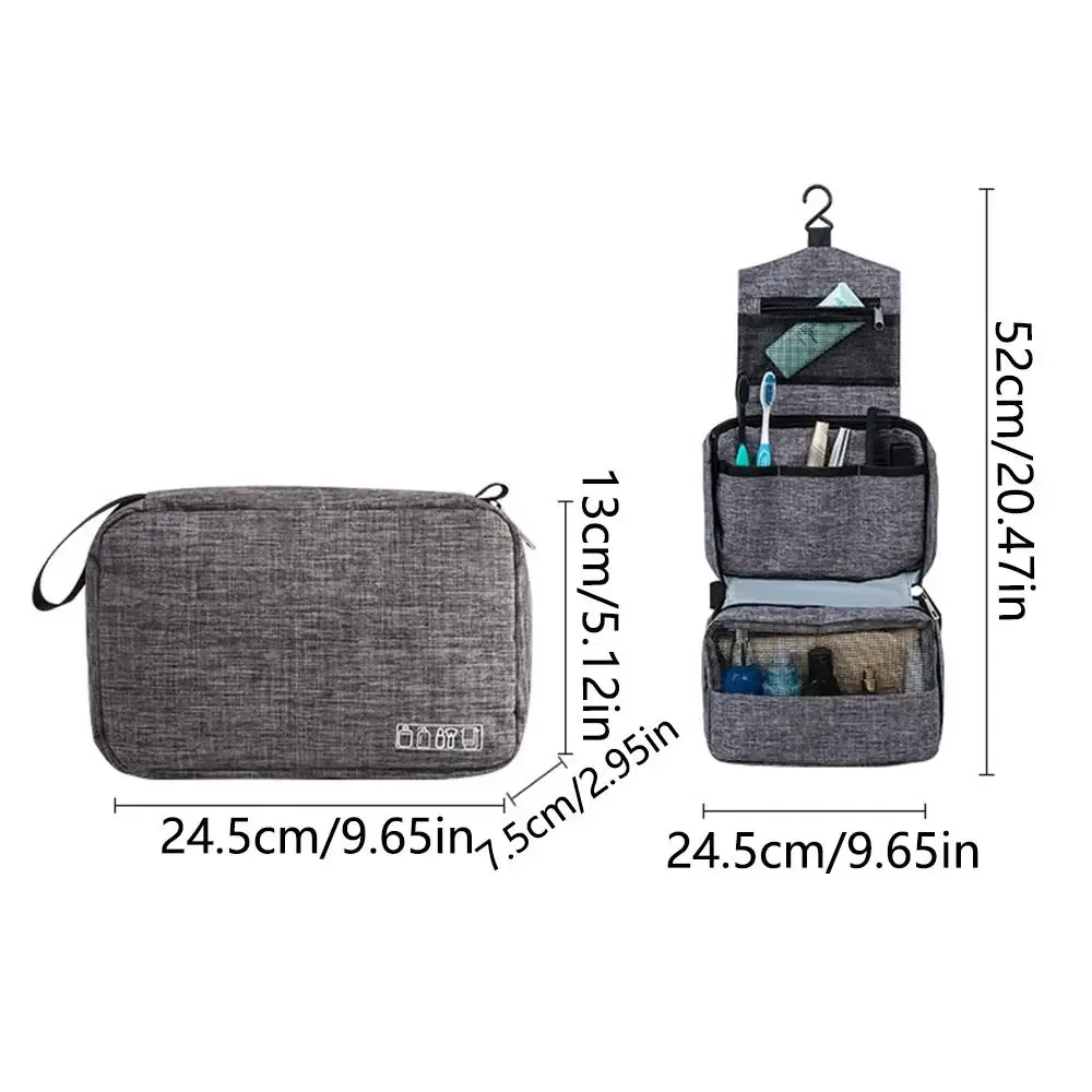 trousse de toilette pour homme en tissu oxford, résistante à l'eau, à suspendre, avec plusieurs compartiments et poignée robuste