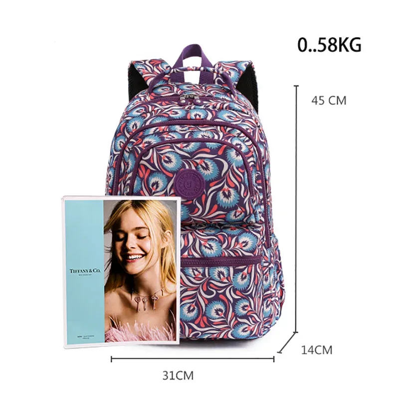 sac à dos à deux épaules pour femmes, sac à dos décontracté pour ordinateur portable, grande capacité, cartable d'étudiant, sac à dos de voyage étanche en nylon