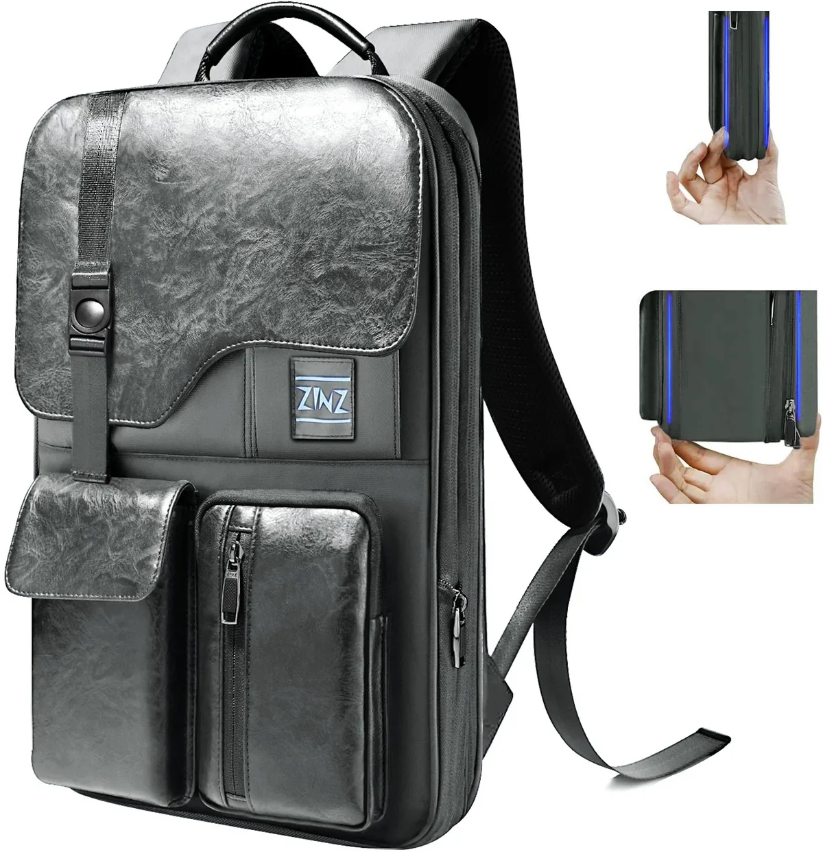 sac à dos d'affaires mince et extensible pour ordinateur portable, sac à dos de voyage antivol étanche, sac à dos de jour pour hommes et femmes, 15.6 pouces