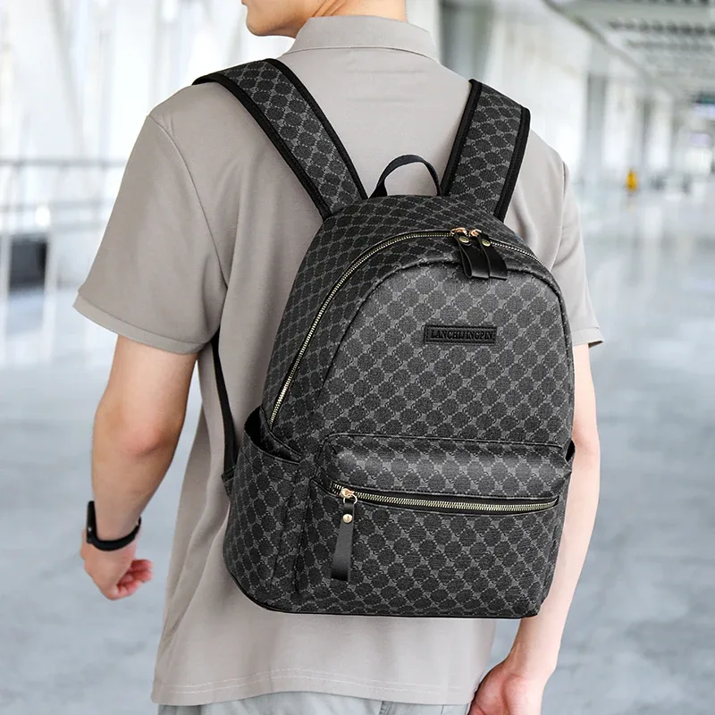 sacs à dos de luxe pour hommes, sac d'ordinateur de grande capacité de haute qualité, sac à bandoulière étanche en pu, sac d'école de style vintage
