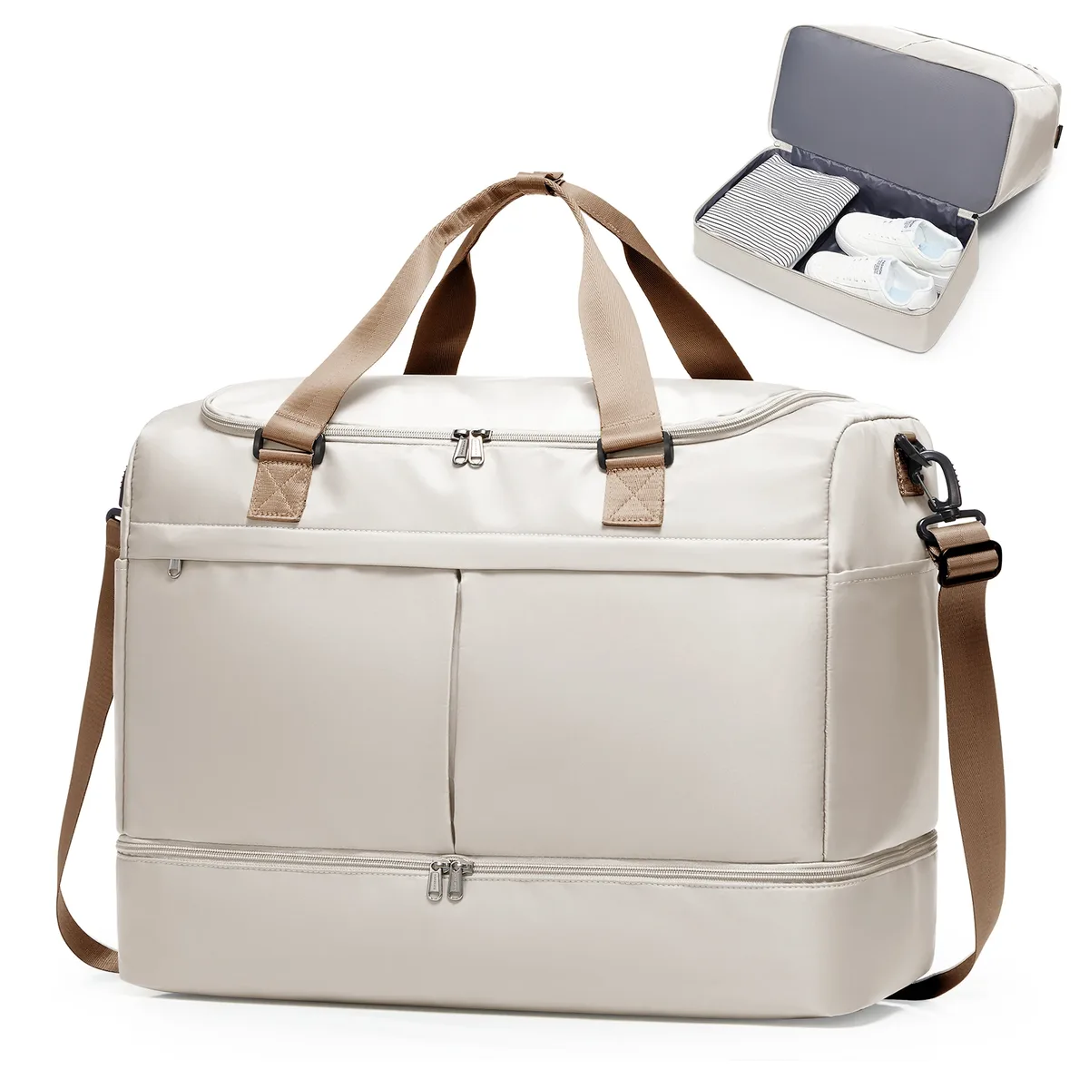 grand sac de voyage, sac de nuit à emporter avec compartiment à chaussures, sacs de week-end pour femmes pour les voyages, les affaires, le sport, l'hôpital