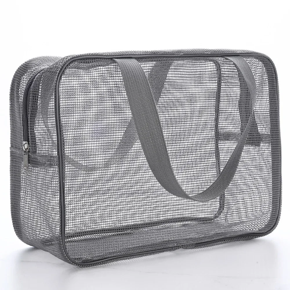 sac de bain portable en maille, pochette de toilette de douche, support de rangement de maquillage de voyage, organisateur d'accessoires de salle de bain, sac de plage