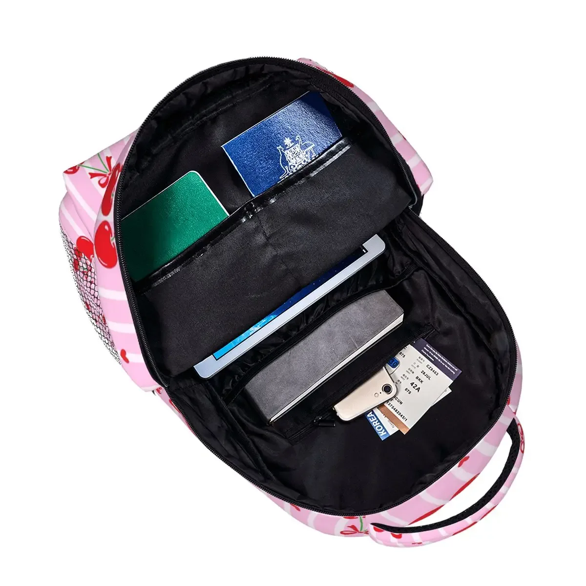 sac à dos à motif mignon de cerises de dessin animé, sac d'école pour étudiants garçons et filles, sac à dos pour ordinateur portable, sacs à bandoulière pour hommes et femmes