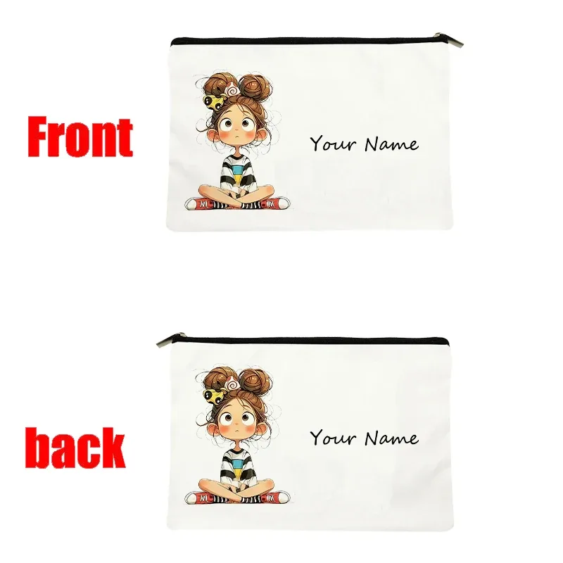 trousse de maquillage en toile personnalisée avec nom, pochette cosmétique quotidienne personnalisée, trousse de toilette, cadeau de noël ou d'anniversaire pour filles