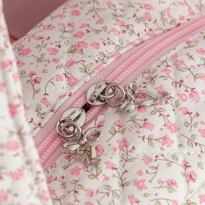 grande capacité - sac fourre-tout imprimé de jolies fleurs, fraises et cerises, pour garder les repas au chaud et au froid (non en contact avec les aliments)