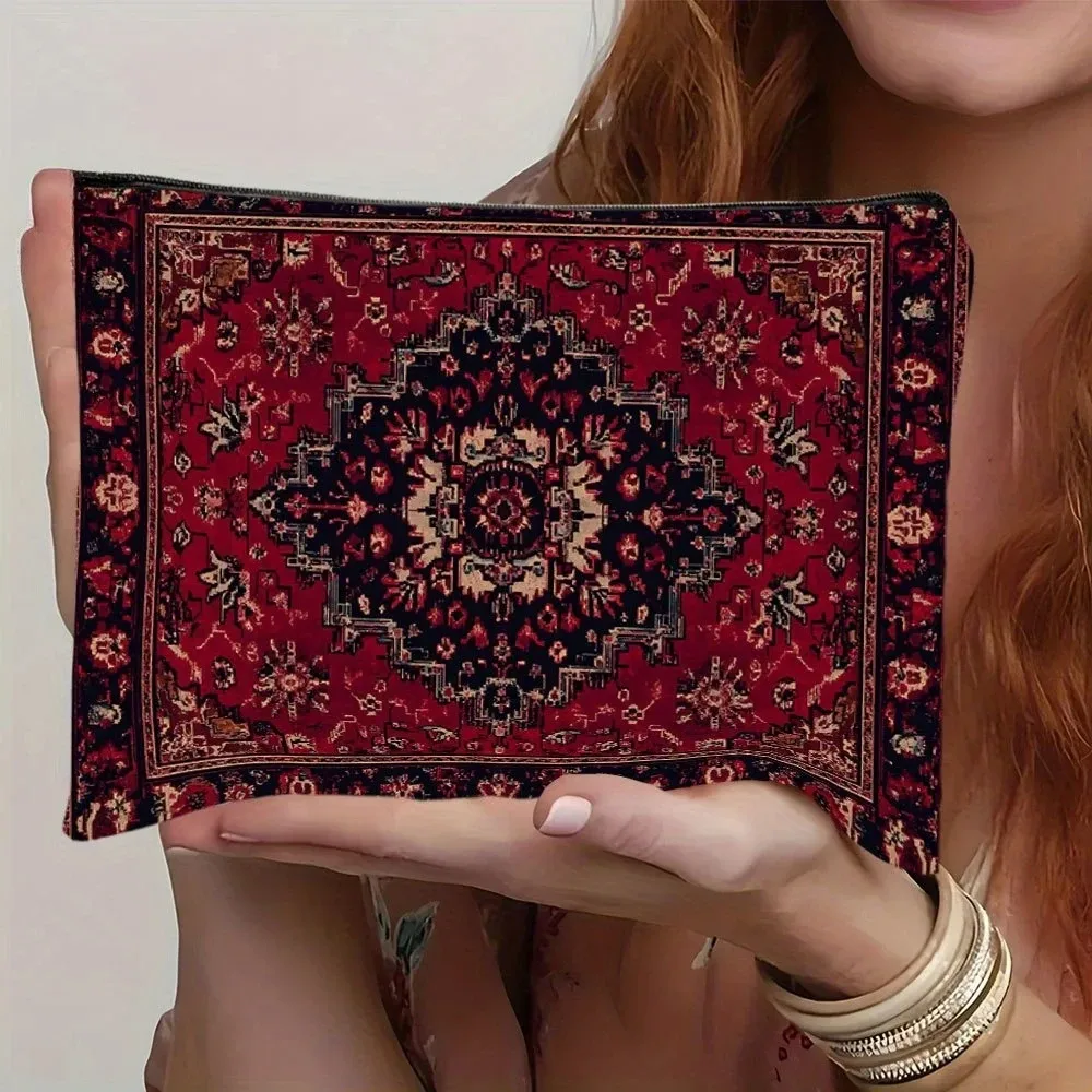 un sac de maquillage bohème – sac à fermeture éclair multifonctionnel mignon pour femmes, sac de rangement de bijoux, petit sac de rangement à fermeture éclair de voyage parfait