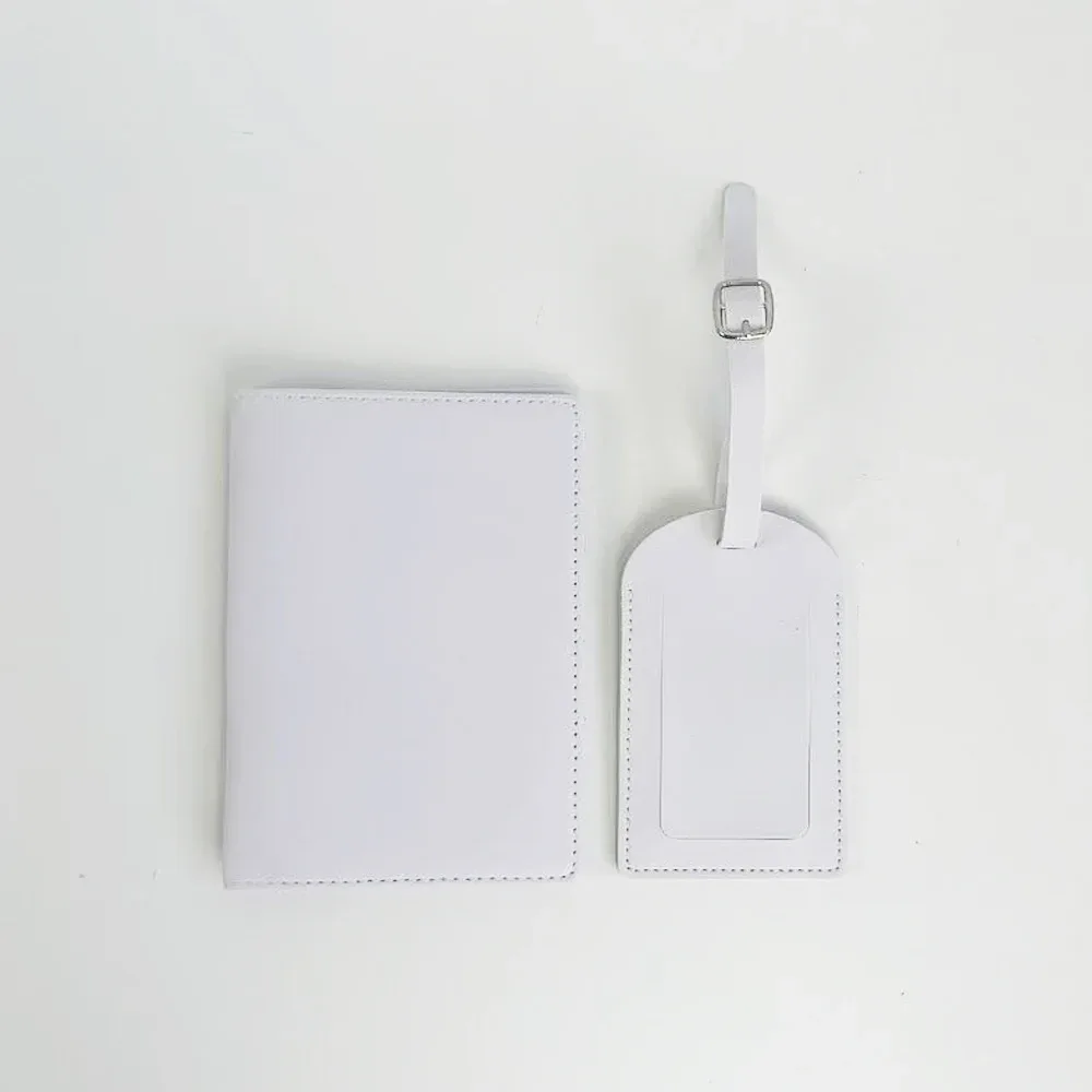 ensemble de porte-passeport et étiquette de bagage en cuir pu personnalisable avec plusieurs fonctions et compartiments multiples