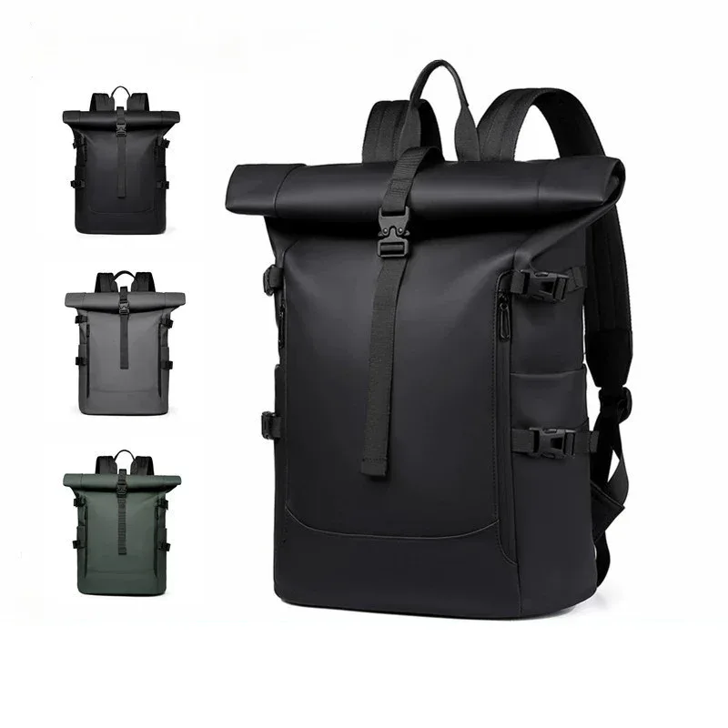 Nouveau Sac à bandoulière pour hommes, sac à dos de voyage pour ordinateur d'affaires, loisirs en plein air, bord roulé, mode pour les déplacements