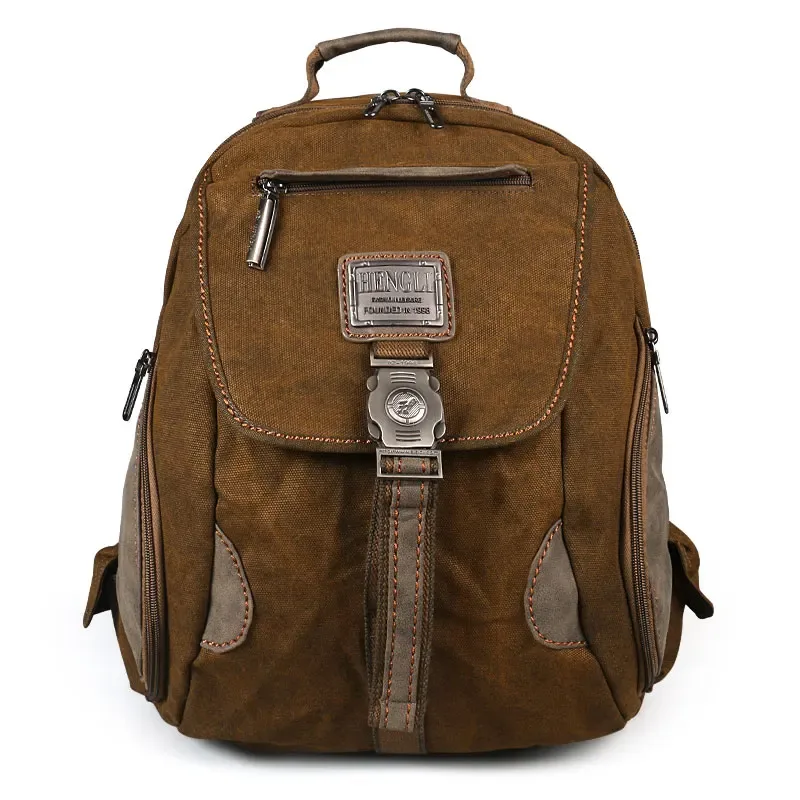 sac à dos rétro en toile vintage pour hommes et adolescents, sac d'école pour étudiants, sac de voyage à fermeture éclair, sac à dos pour hommes