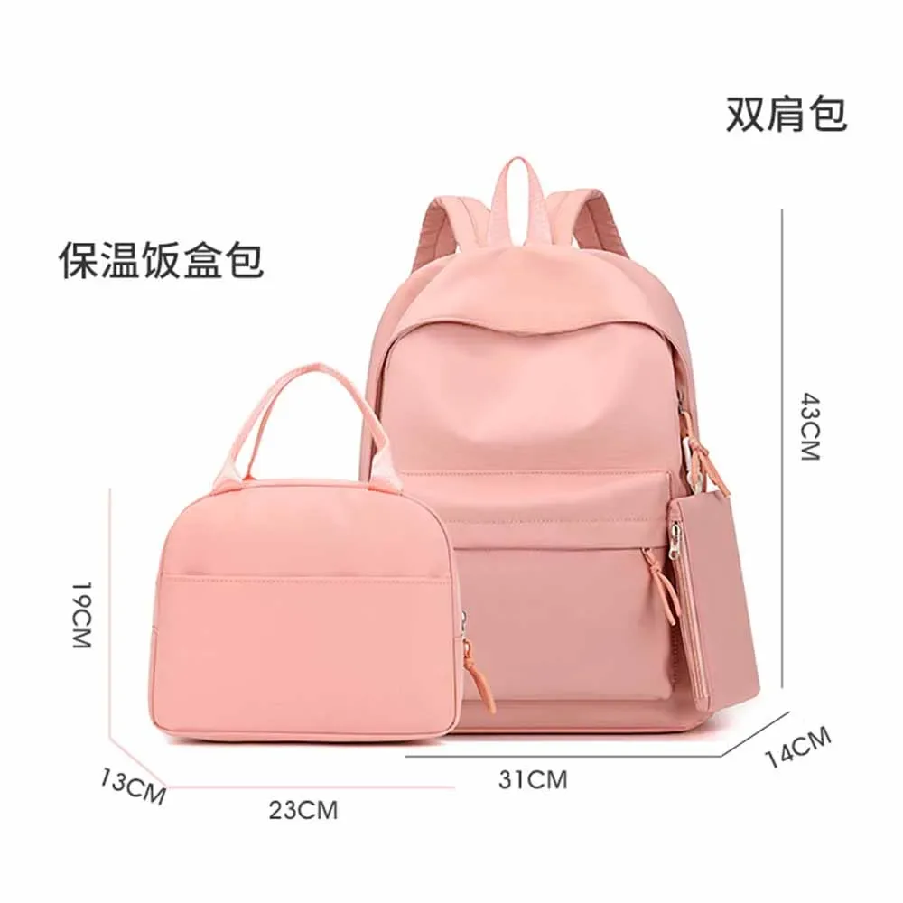 sac à dos personnalisé pour collégiens de grande capacité, nouveau style universitaire, sac à dos personnalisé de couleur unie + trousse à crayons + sac à déjeuner