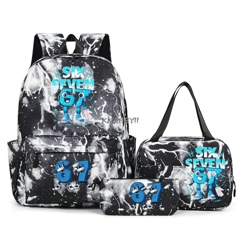 lot de 3 sacs à dos imprimés 67 six seven, style simple, légers, pour garçons et filles, sacs d'école amusants avec le numéro 67, sacs de voyage, mochilas