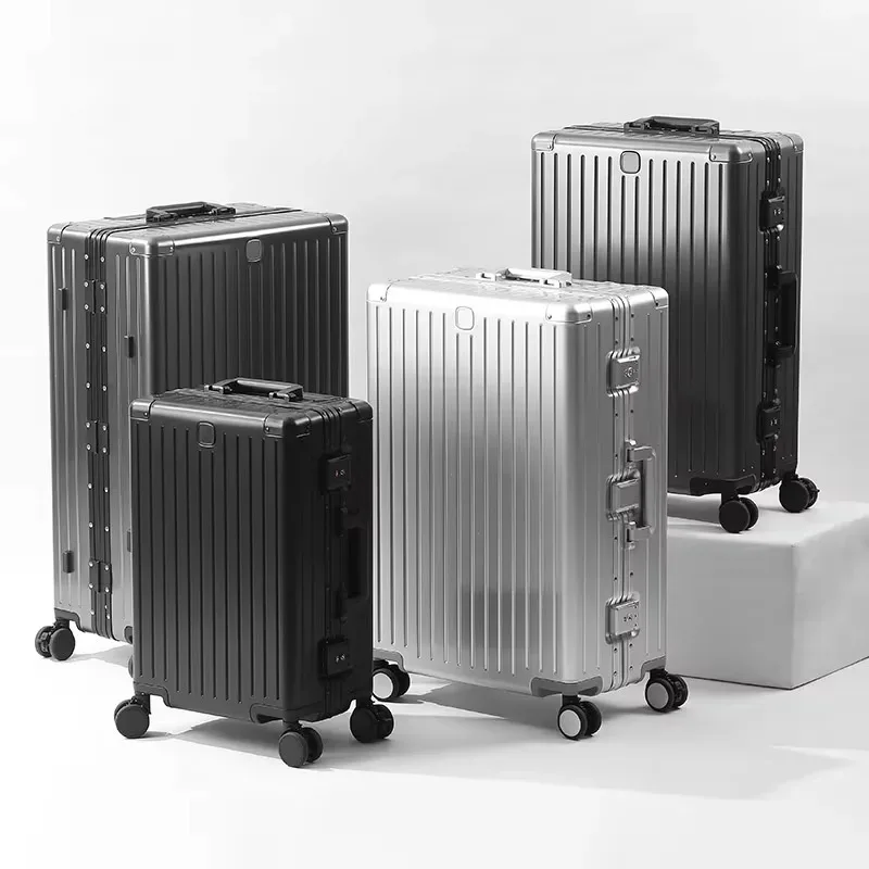 valise de luxe en alliage d'aluminium et de magnésium à 100%, avec roulettes pivotantes, serrure tsa, bagages à roulettes pour femmes, voyage 20/24/26/29 pouces