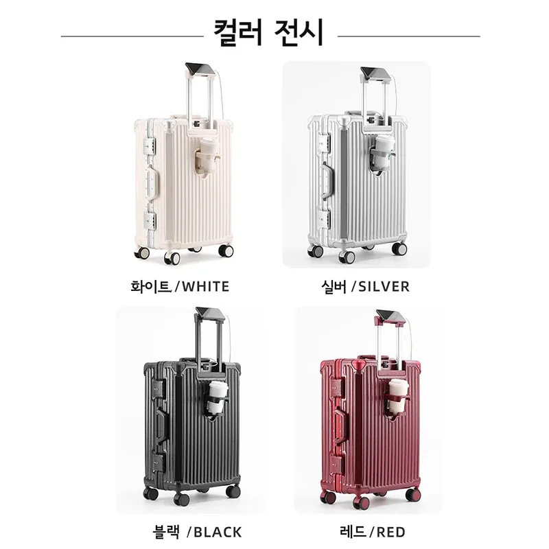 sushimu-valise de voyage pour hommes et femmes, bagage à main, cadre en aluminium pc, valise à roulettes, verrouillage par mot de passe tsa, 20, 24, 26