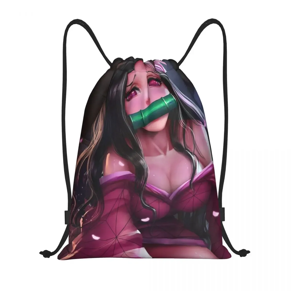 sac à dos personnalisé kimetsu no yaiba nezuko avec cordon de serrage, sac de sport pour femmes, sac d'entraînement demon slayer anime manga