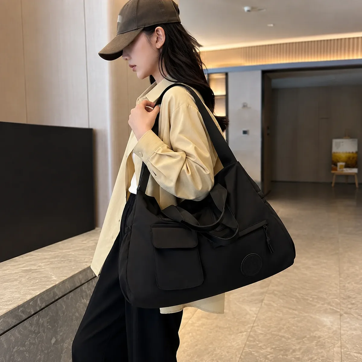 sac de voyage pour femmes, sac fourre-tout de grande capacité, léger et portable, sac de week-end, sac à bandoulière, sac de rangement pour salle de sport et fitness
