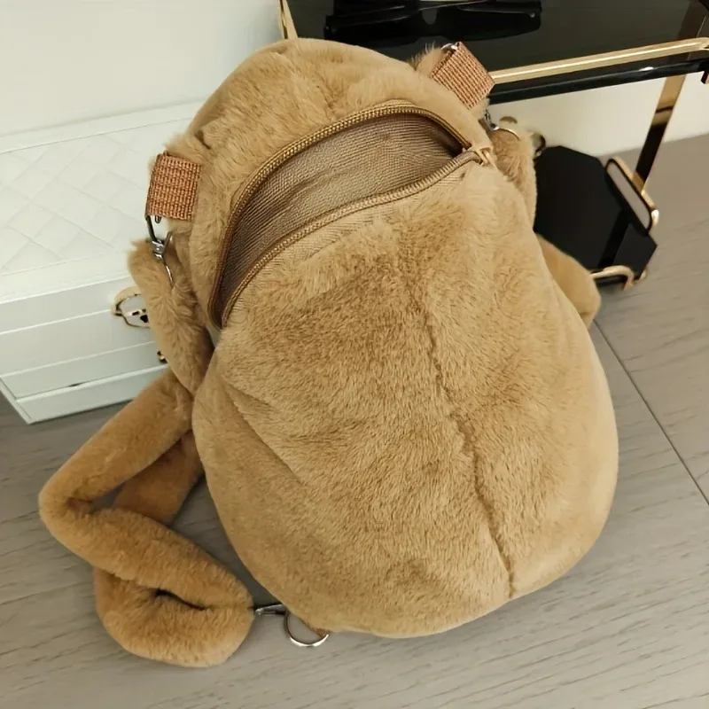 sac à dos en peluche capybara, mignon animal rempli doux marron clair avec rangement multifonctionnel pour les yeux, idéal pour le coussin de canapé, la décoration de la maison