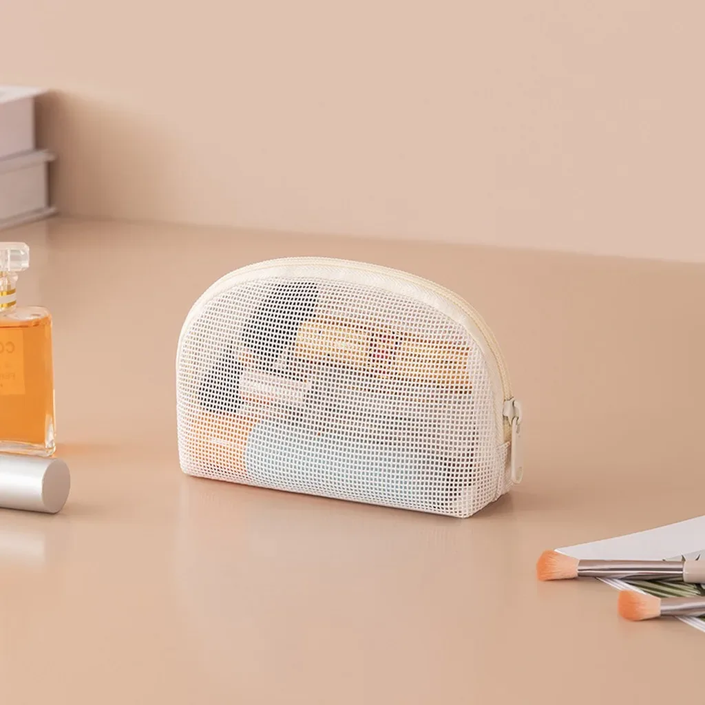 pochette de rangement portable, sac à cosmétiques en maille multi-usages, organisateur de maquillage respirant, trousse de toilette transparente pour la douche