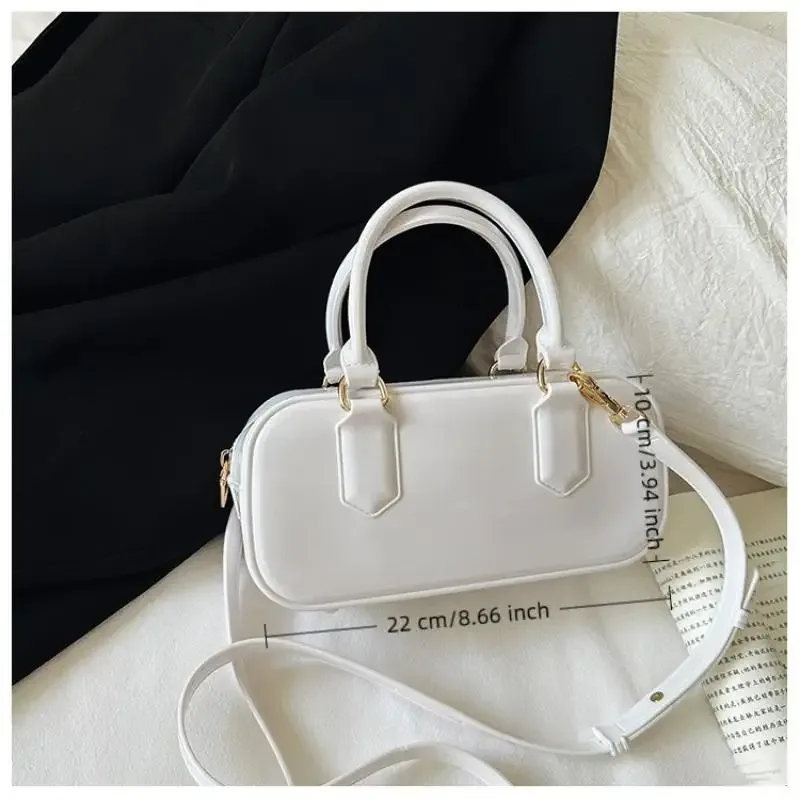 sac à main hobos en gelée de couleur unie, sac à bandoulière décontracté résistant à la saleté, sacoche à bandoulière étanche en pvc, sac de rangement de cosmétiques