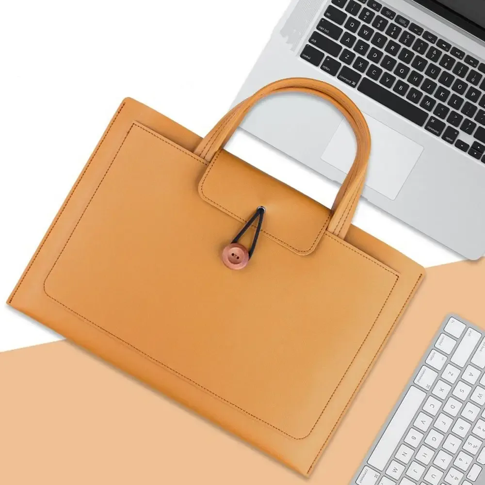 sac pour ordinateur portable de grande capacité, sac de protection rectangulaire de couleur unie avec poche de rangement, étui de transport en pu pour voyage