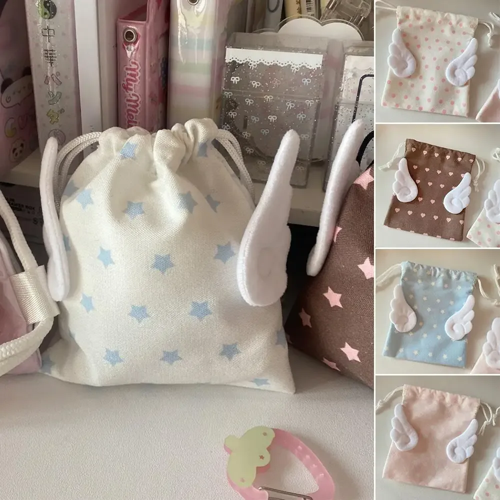 ins – sac de rangement ailes d'ange étoile, sac de rangement portable à la mode, sac à cosmétiques à cordon de serrage, fourre-tout de voyage, pochette en toile