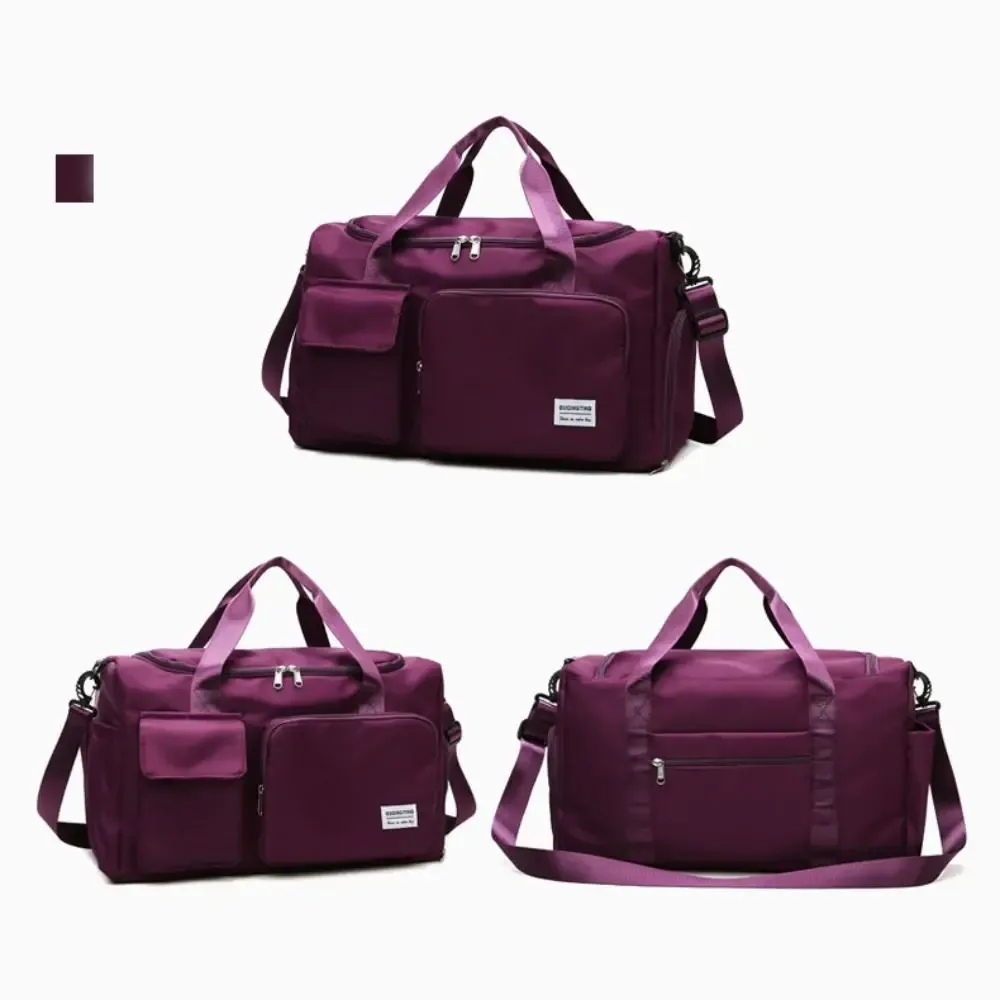 sac de voyage oxford robuste et pliable en nylon avec compartiment à chaussures, couleur unie, grande capacité, sac à main pour affaires