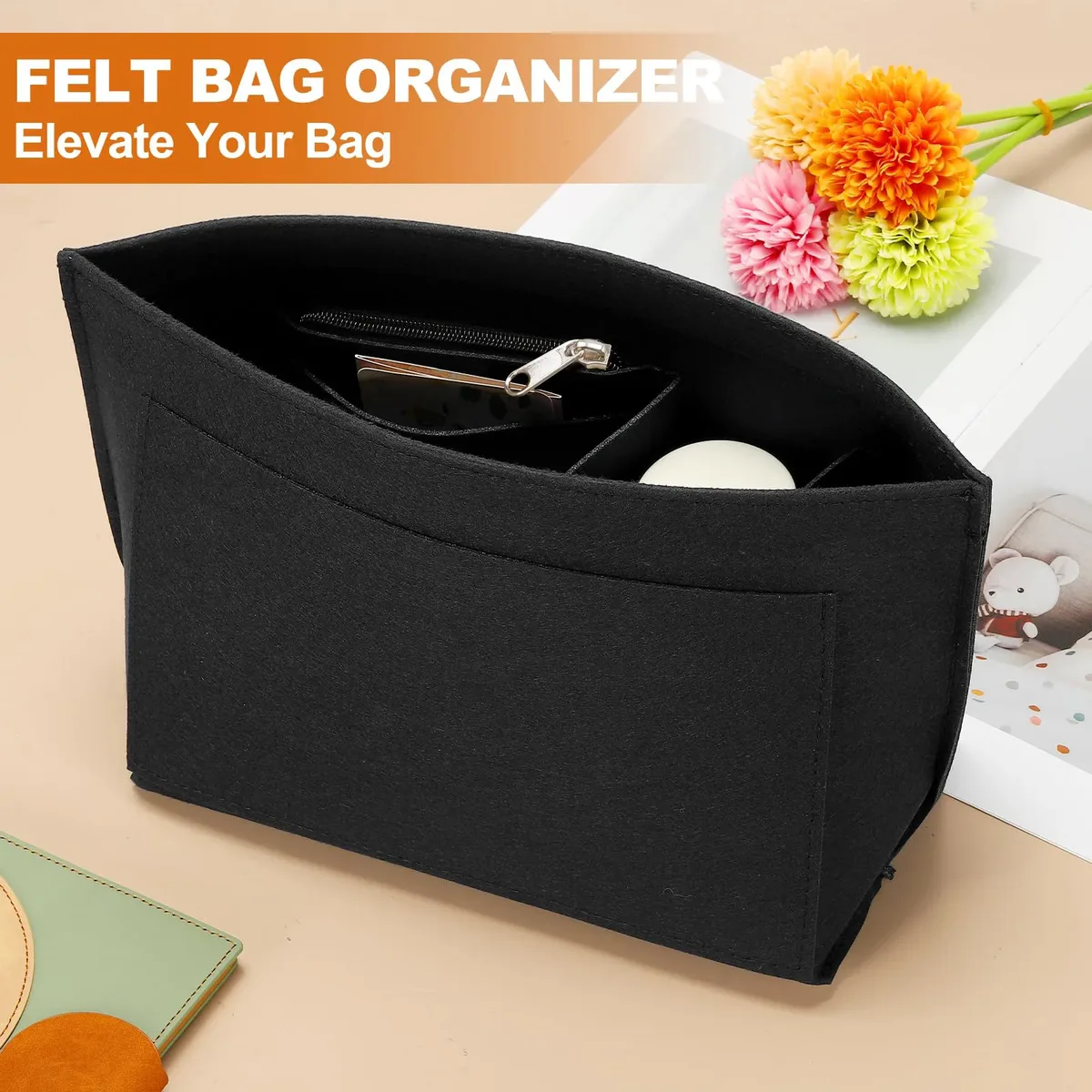 sac d'insertion en feutre pour sac à main longchamp, organisateur de sac en tissu feutré, support de maquillage, sac de voyage portable