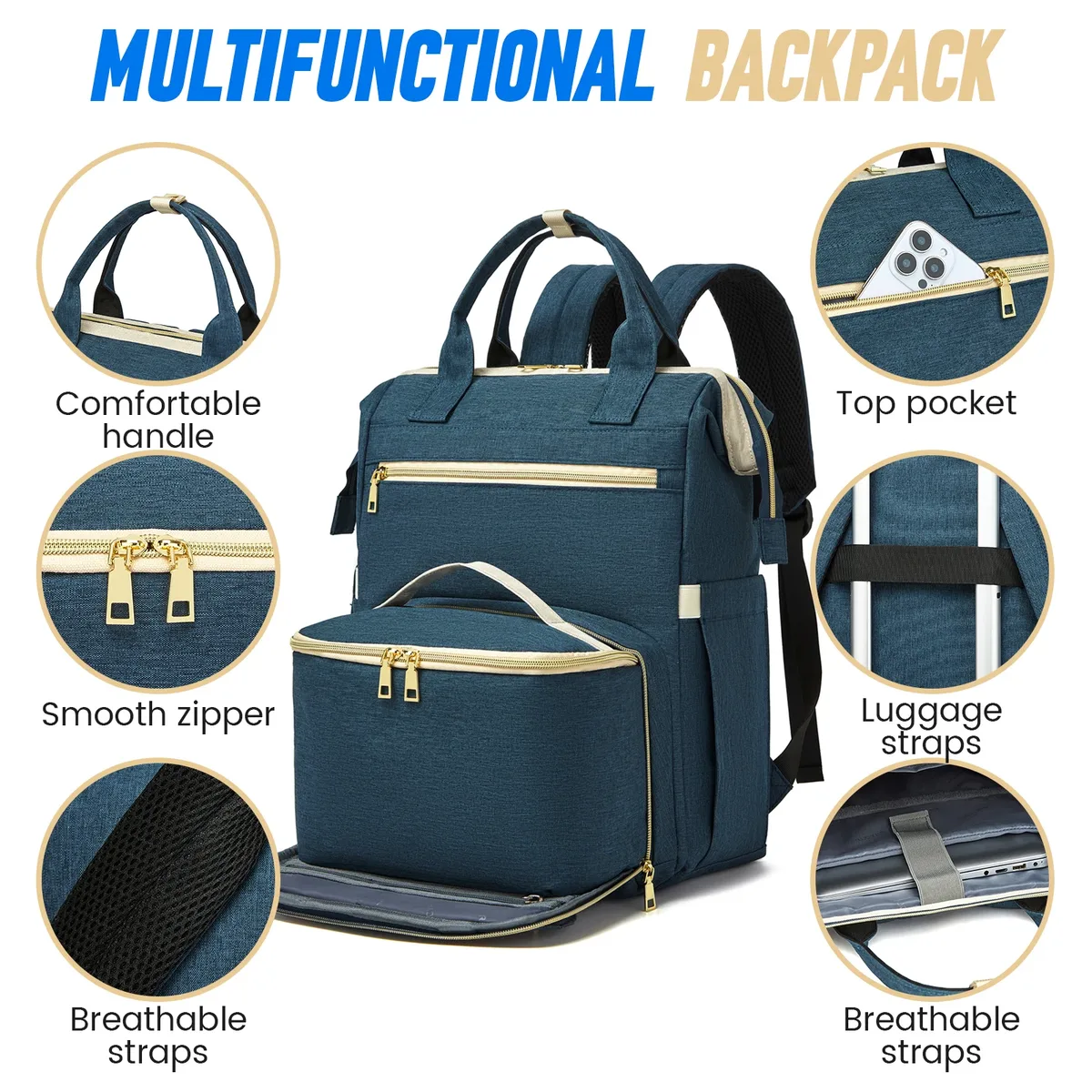 sac à dos pour ordinateur portable de 15,6 pouces avec port usb, élégant, pour infirmières, enseignants et travail, avec compartiment isotherme pour femmes
