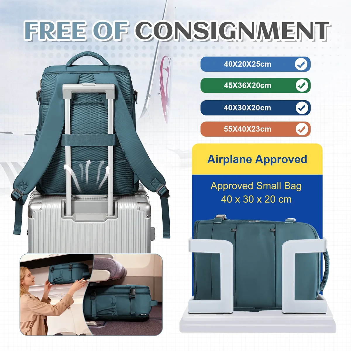 sac à dos de voyage pour femmes et hommes, sac à dos ryanair 40x30x20 pour cabine d'avion, bagage easyjet 45x36x20, sac à dos pour ordinateur portable professionnel