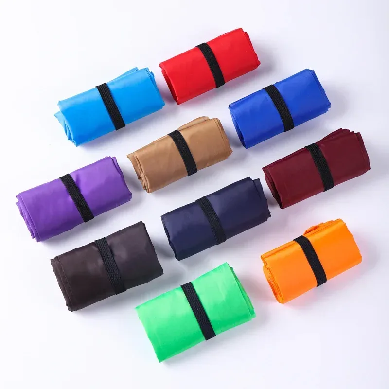 sac de courses réutilisable pour femmes et hommes, sac d'épicerie pliable en nylon de couleur unie, sac fourre-tout écologique, sacs à main portables