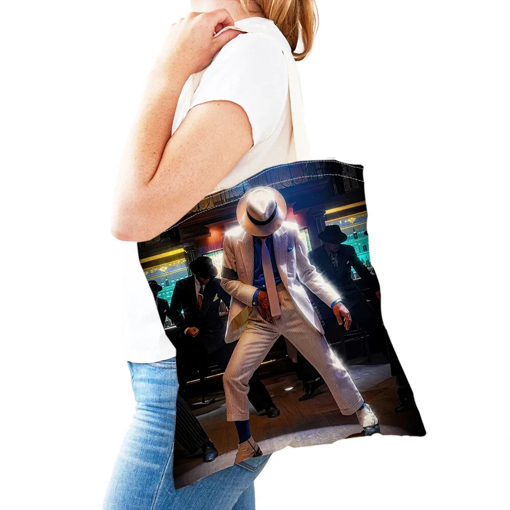 michael jackson – sac de shopping pour femmes, double impression, sacs de shopping super star lady, sac à main design, sac fourre-tout écologique, portable et pratique