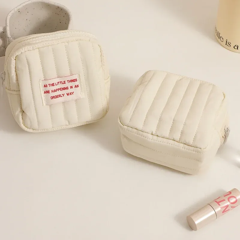 sacs de rangement portables pour rouge à lèvres, petit sac de maquillage carré coréen, petits écouteurs pour étudiants, portefeuille zéro fille, mini sac à cosmétiques